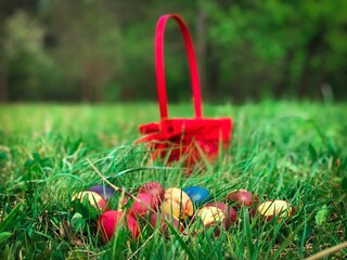 easter eggs in a basket