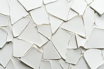 White porcelain fragments with cracks. AI generation