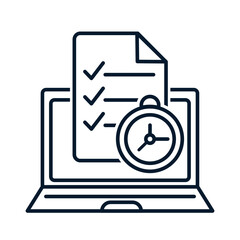 Online time test concept. Vector linear icon isolated on white background.