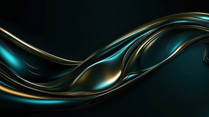 Obraz premium Abstract Blue and Gold Swirling Liquid