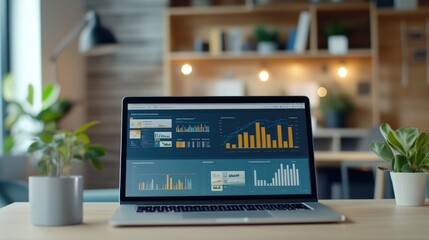 Laptop with Financial Data Dashboard