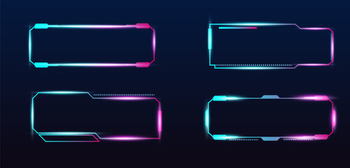 Futuristic technology box or HUD UI glowing light vector editable