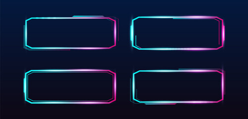 Modern technology box or HUD UI glowing light vector editable