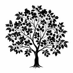 Obraz premium crataegus--tree-silhouette