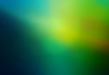 A blurred gradient background transitioning from dark blue to green with a bright yellow spot in the center.
