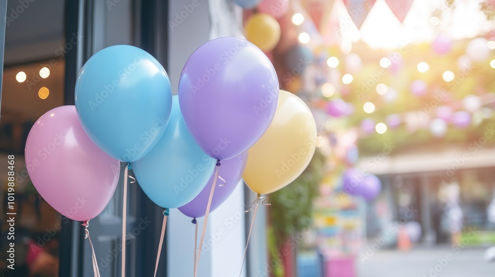 Canvas Prints Micro stock image of a party store opening with balloons celebratory theme