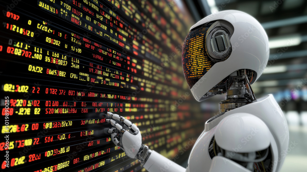 Poster ai is changing the financial world. machines analyze financial data and make trading decisions, just