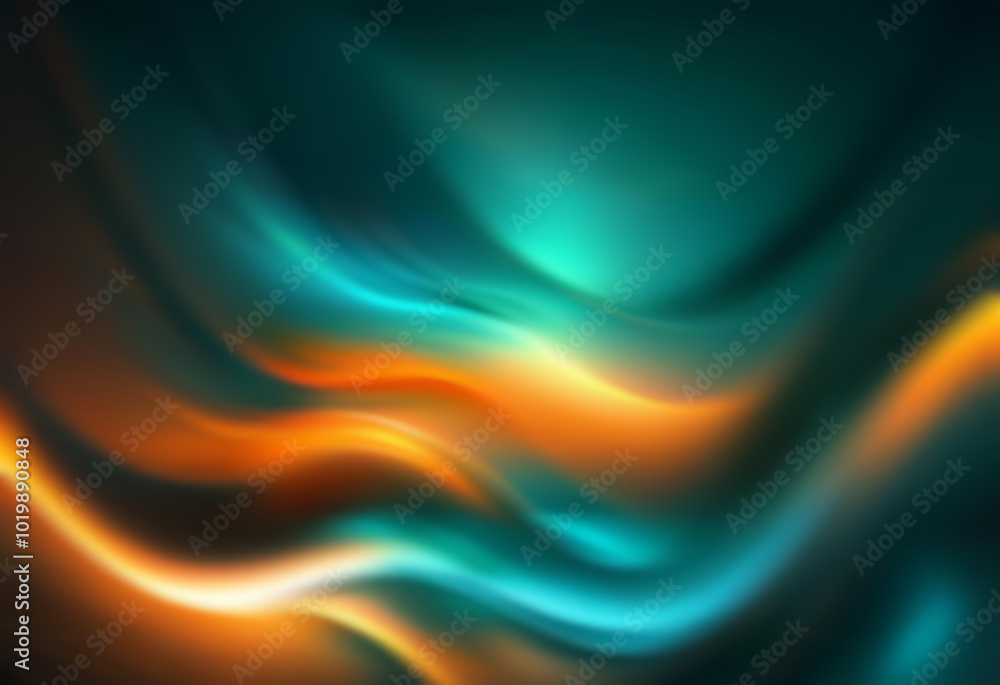 Poster Abstract background featuring a combination of turquoise and orange, with a smooth, flowing pattern that creates a sense of movement.