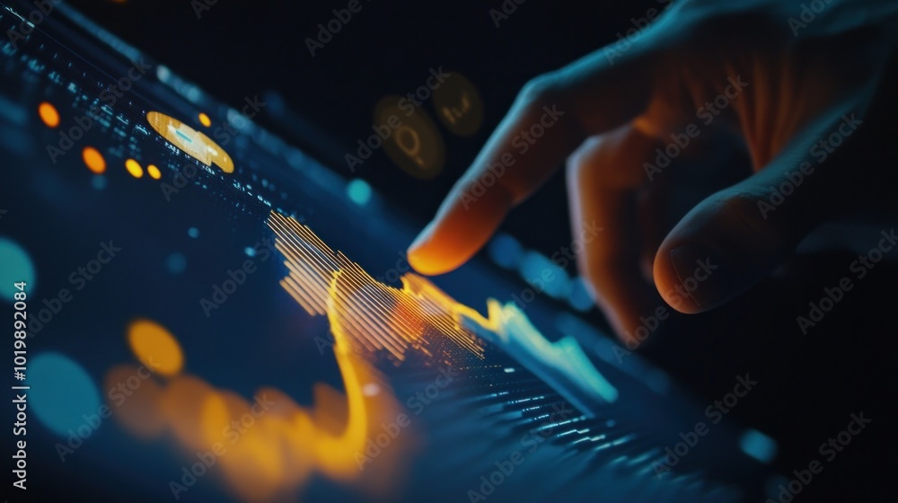 Poster hand interacting with data visualization