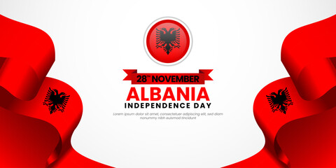Albania independence day greeting card, banner background and national day 28 November