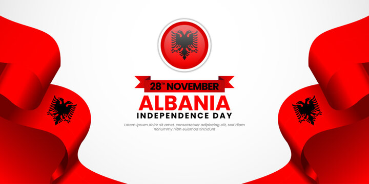 Albania independence day greeting card, banner background and national day 28 November