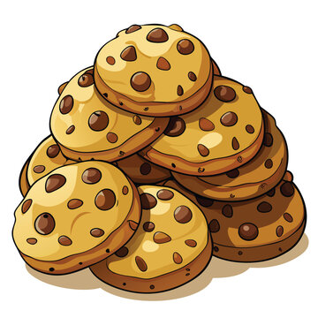 recommend clip art: Chocolate pile cookies vector illustration isolated on a white background