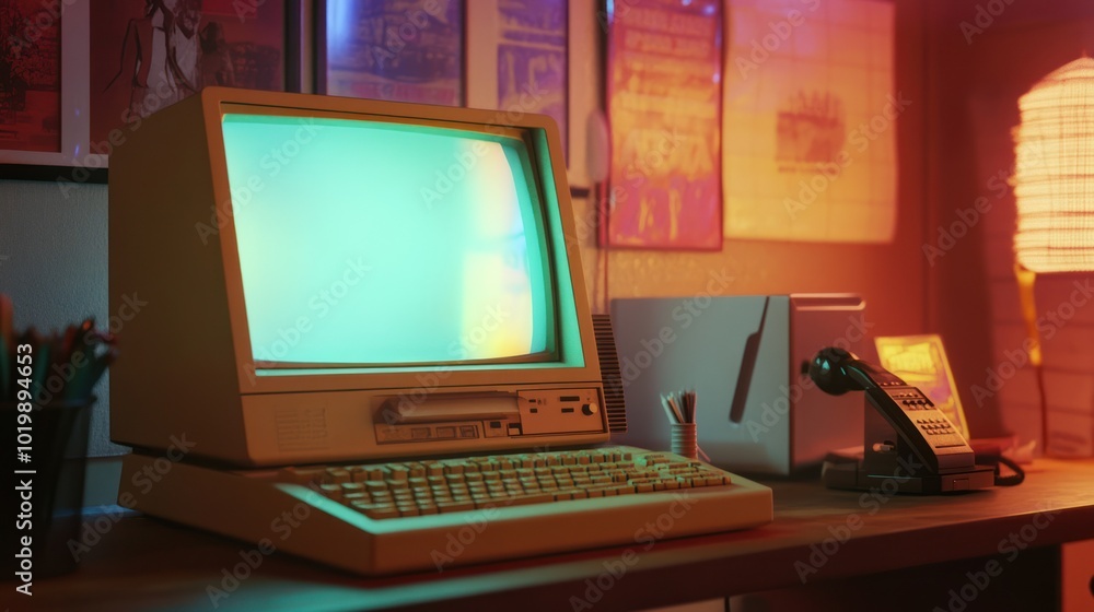 Poster retro computer desktop