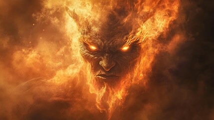 Captivating Ethereal Ifrit Mesmerizing Fire Elemental with Smoldering Eyes and Billowing Smoke like Body