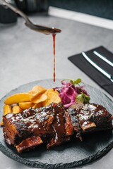 Braised Ribs with Sauce and Fried Potatoes