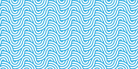 Abstract Overlapping Pattern. Seamless geometric ocean spiral pattern and abstract circle wave lines. blue seamless tile stripe geomatics create retro square line backdrop pattern background. 