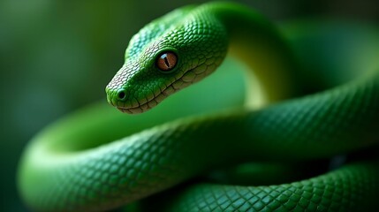 Fototapeta premium green snake symbol of the new year 2025