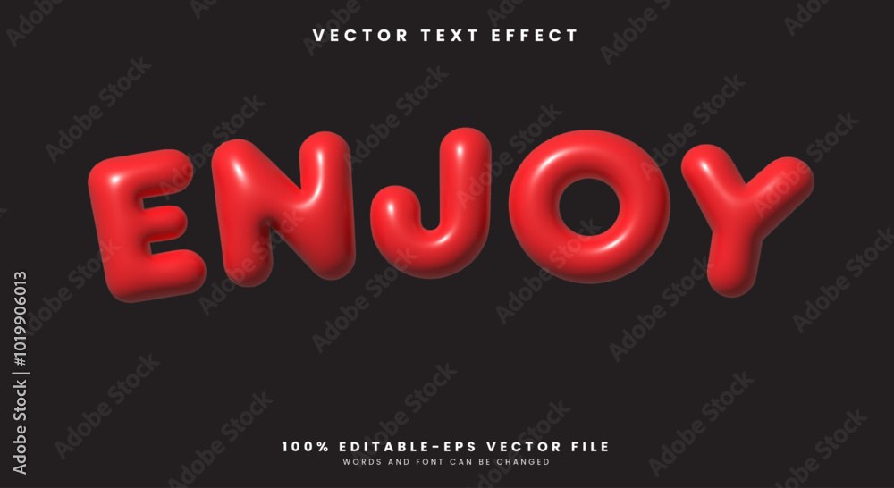 Poster enjoy cartoon style 3d inflated editable text effect template premium vector