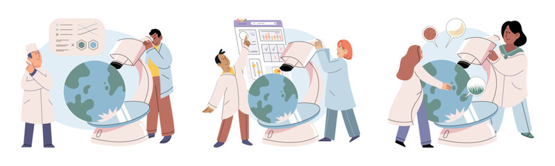 Science. Vector illustration. Exploration uncharted territories expands boundaries scientific knowledge Experimentation is key method for testing scientific theories and hypotheses Science concepts