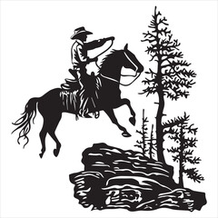 cowboy girl svg, cricut file, Cowboy reaching, cowboy and horse Vector