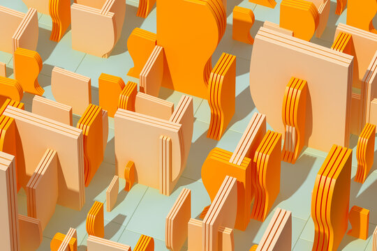 Abstract 3d shapes in soft colors creating a dynamic background