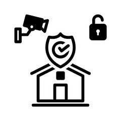 Vector solid black icon for Home security install