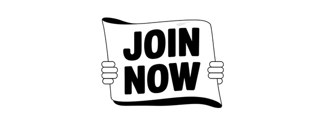 JOIN NOW creative banner,minimalistic flat vector illustration,plain background