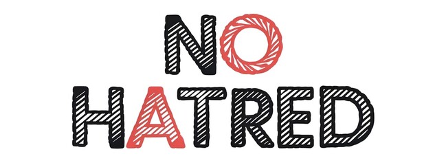 NO HATRED creative banner,minimalistic flat vector illustration,plain background