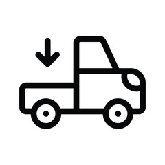 A truck with an arrow symbolizing delivery or shipping services