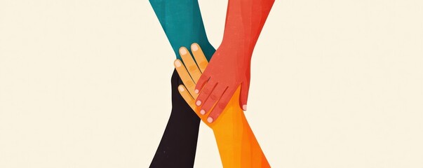 World map with diverse hands, symbolizing global human rights and integration, flat design illustration