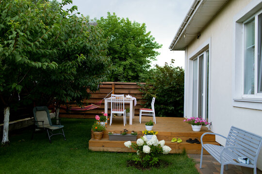 terrace in the yard in summer