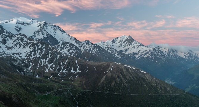 Swiss Alps - sunrise - high altitude. vt