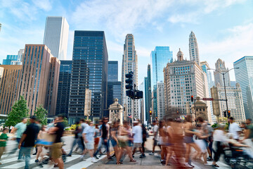 People in Chicago downtown