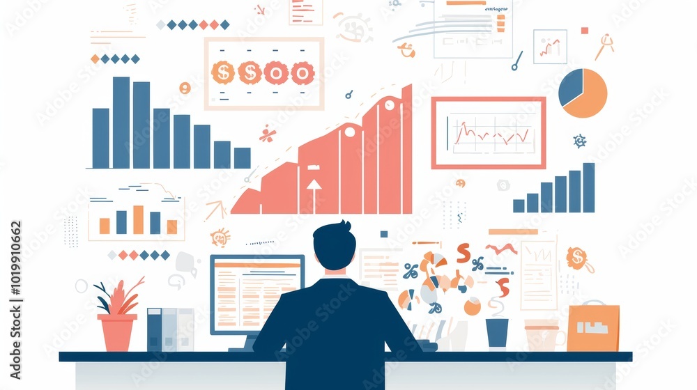 Poster a person is deeply engaged in digital data reviewing within a tech workspace, surrounded by various 