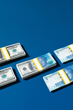 One hundred US dollars to South African rand, money exchange concept