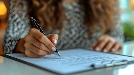 lawyer's hand is seen signing an important legal document, symbolizing authority, trust, and responsibility in the legal profession. The image conveys professionalism, commitment, and legal expertise