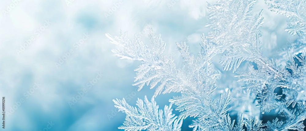Poster intricate winter frost patterns on glass with ice crystals creating a cold and captivating winter ba