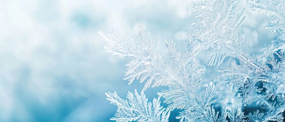 Intricate winter frost patterns on glass with ice crystals creating a cold and captivating winter background