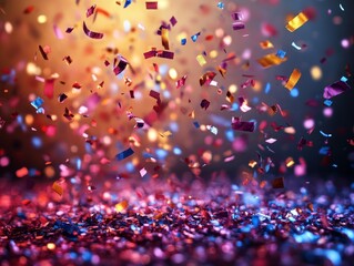Confetti explosion vibrant colors motion blur celebration