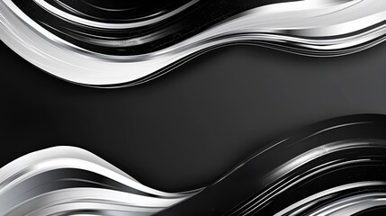 Elegant abstract background with flowing silver and black waves, modern design, for creative projects, copy space