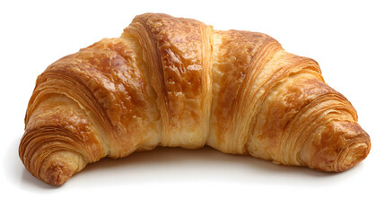 Freshly Baked Golden Croissant Isolated on White Background
