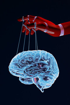 Artificial intelligence manipulating human brain in conceptual artwork