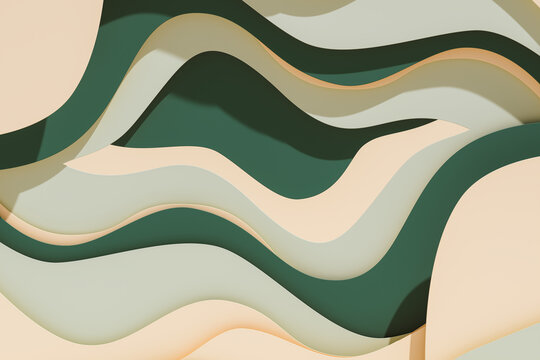 Abstract 3d shapes in soft colors creating flowing patterns