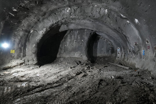 Stages of excavation in metro tunnel construction