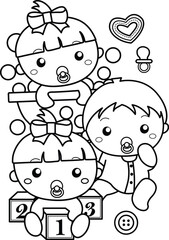 Cute Baby Babies Kids Child Girl Kids Cartoon Coloring Activity for Kids and Adult