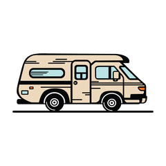 RV Camper van clipart cartoon style vector illustration