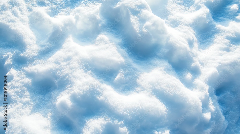Poster detailed close-up of pristine snow texture showcasing intricate patterns and sparkling ice crystals 