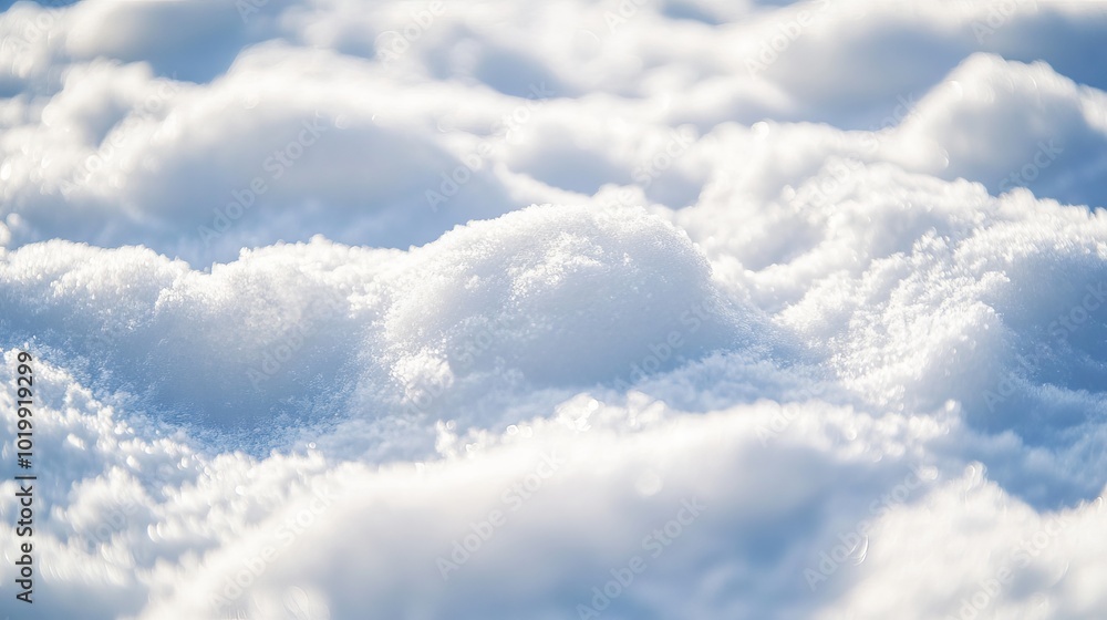 Poster detailed close-up of pristine snow texture showcasing intricate patterns and sparkling ice crystals 