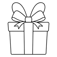 Christmas gift box with bow line art vector, #transparent background