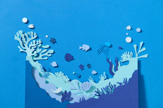 Colorful Paper Cut Underwater Scene With Sea Animals